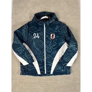 Vescartes Japan JFA Dragon Print Windbreaker Jacket Teal Blue Mens Medium